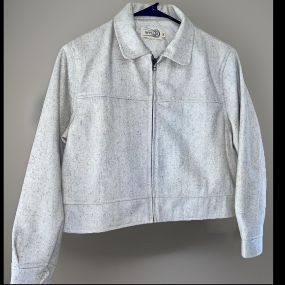 Rare WYLLIS Clothing Heathered Cream Cropped Wool Zanzi Pilot Jacket MEDIUM - Picture 5 of 14